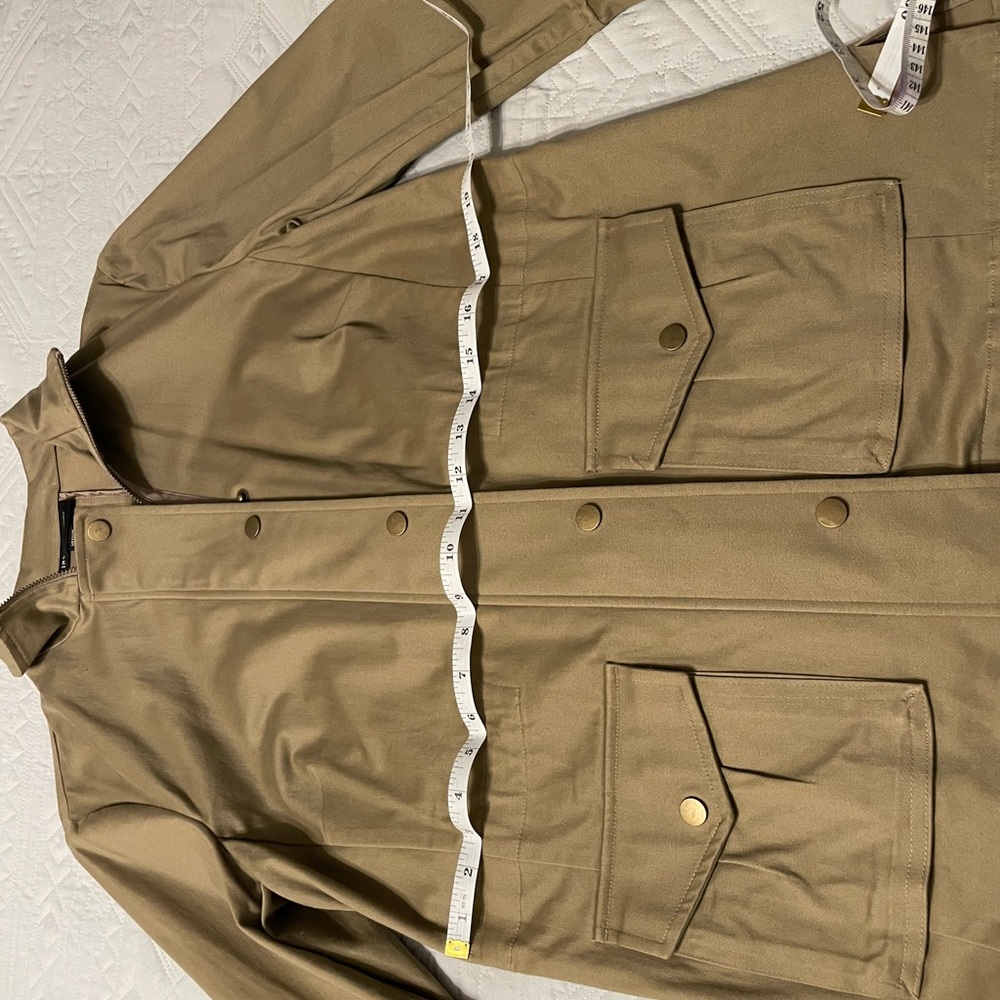INC International Concepts Khaki Utility Jacket with Lace-Up Details - Picture 6 of 7